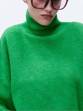 Zara Green Mockneck Women's Sweater